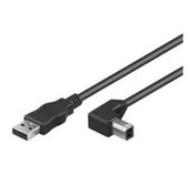PremiumCord Kabel USB 2.0, A-B, 2m se zahnutým USB-B konektorem 90° foto
