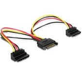 Kabel SATA napájecí na 2x SATA 90°, rozdvojka,15cm foto