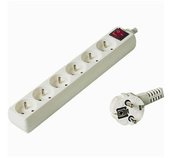 Prodlužovací přívod 230V, 10m, 6 zásuvek + vypínač foto