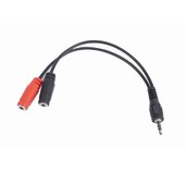 Kabel CABLEXPERT rozdvojka jack 3,5mm (4 pólový) na 2x3,5mm M/F, 20cm, černý foto