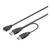 PremiumCord USB 3.0 napájecí Y kabel A/Male + A/Male -- Micro B/Mmale, 30cm foto