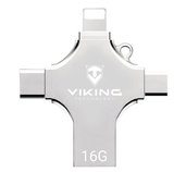 VIKING USB FLASH DISK 16G, 4v1 S KONCOVKOU APPLE LIGHTNING, USB-C, MICRO USB, USB-A foto